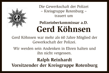 Traueranzeige von Gerd Köhnsen von SYK