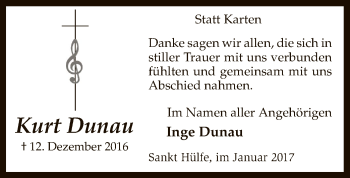 Traueranzeige von Kurt Dunau von SYK