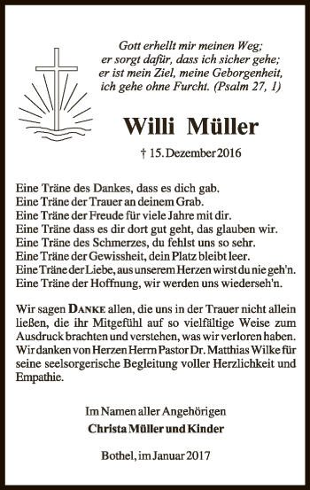 Traueranzeige von Willi Müller von SYK