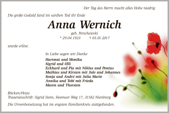 Traueranzeige von Anna Wernich von SYK