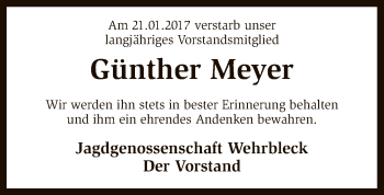 Traueranzeige von Günther Meyer von SYK