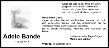 Traueranzeige von Adele Bande von SYK