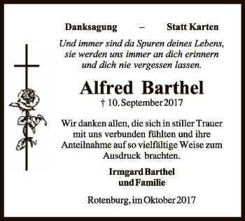Traueranzeige von Alfred Barthel von SYK