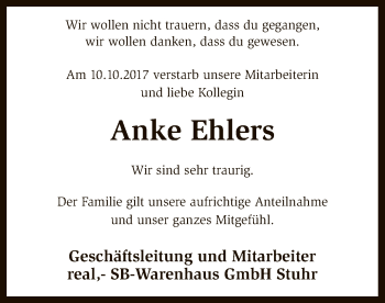 Traueranzeige von Anke Ehlers von SYK