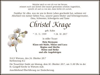 Traueranzeige von Christa Krage von SYK