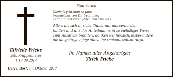 Traueranzeige von Elfriede Fricke von SYK