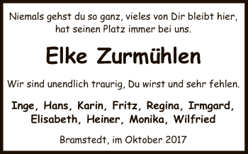 Traueranzeige von Elke Zurmühlen von SYK