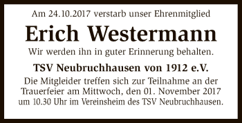 Traueranzeige von Erich Westermann von SYK