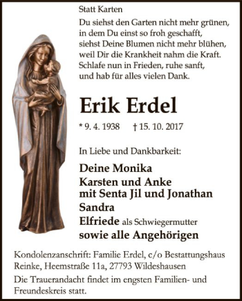 Traueranzeige von Erik Erdel von SYK