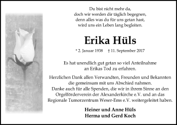 Traueranzeige von Erika Hüls von SYK