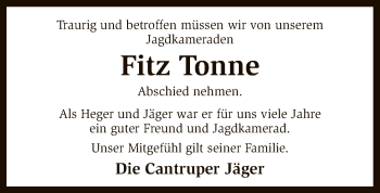 Traueranzeige von Fritz Tonne von SYK