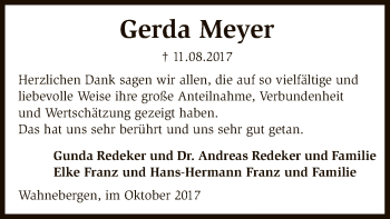Traueranzeige von Gerda Meyer von SYK