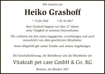 Traueranzeige von Heiko Grashoff von SYK