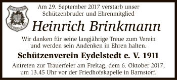 Traueranzeige von Heinrich Brinkmann von SYK