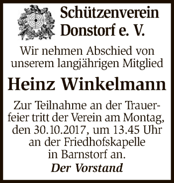 Traueranzeige von Heinz Winkelmann von SYK