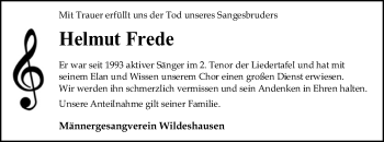 Traueranzeige von Helmut Frede von SYK