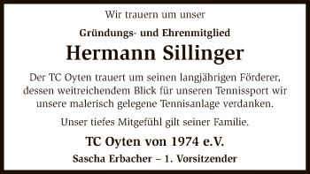 Traueranzeige von Hermann Sillinger von SYK