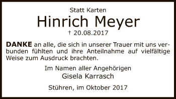 Traueranzeige von Hinrich Meyer von SYK