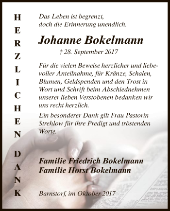 Traueranzeige von Johanne Bokelmann von SYK