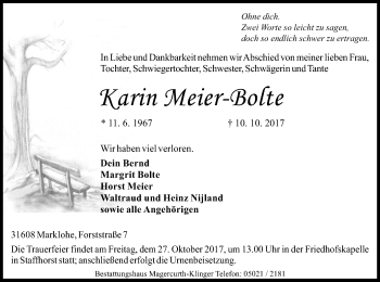 Traueranzeige von Karin Meier-Bolte von SYK