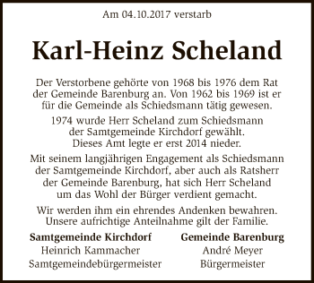 Traueranzeige von Karl-Heinz Scheland von SYK