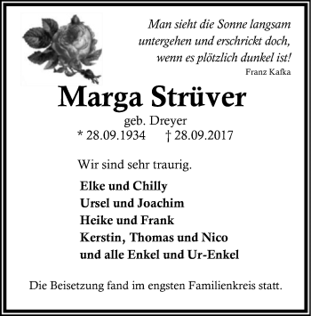 Traueranzeige von Marga Strüver von SYK