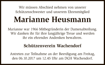 Traueranzeige von Marianne Heusmann von SYK