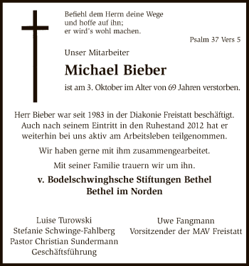 Traueranzeige von Michael Bieber von SYK