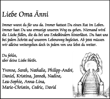 Traueranzeige von Oma Änni  von SYK