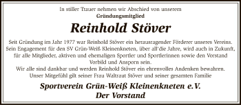 Traueranzeige von Reinhold Stöver von SYK