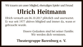 Traueranzeige von Ulrich Heitmann von SYK