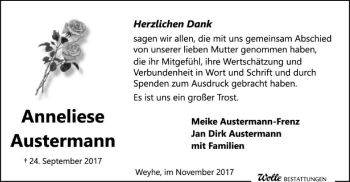 Traueranzeige von Anneliese Austermann von SYK