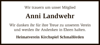 Traueranzeige von Anni Landwehr von SYK