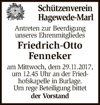 Traueranzeige von Friedrich-Otto Fenneker von SYK