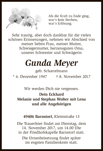 Traueranzeige von Gunda Meyer von SYK