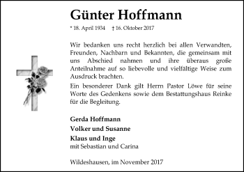Traueranzeige von Günter Hoffmann von SYK