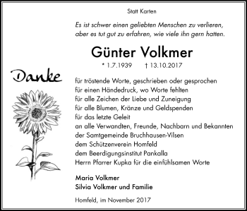 Traueranzeige von Günter Volkmer von SYK