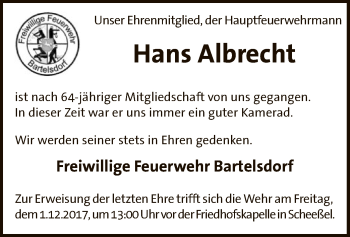 Traueranzeige von Hans Albrecht von SYK