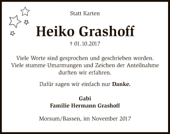 Traueranzeige von Heiko Grashoff von SYK