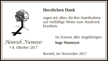 Traueranzeige von Heinrich Niemeyer von SYK