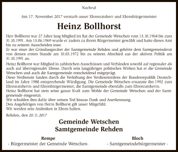 Traueranzeige von Heinz Bollhorst von SYK