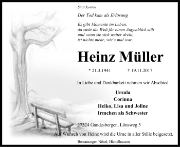 Traueranzeige von Heinz Müller von SYK