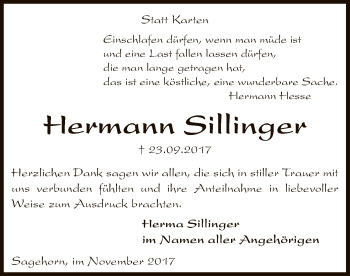 Traueranzeige von Herma Sillinger von SYK