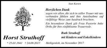 Traueranzeige von Horst Struthoff von SYK