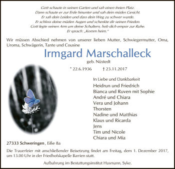 Traueranzeige von Irmgard Marschalleck von SYK