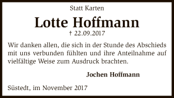 Traueranzeige von Lotte Hoffmann von SYK