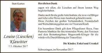 Traueranzeige von Louise Klawitter von SYK