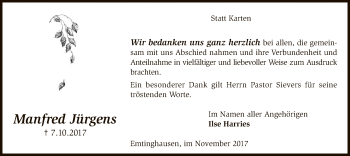 Traueranzeige von Manfred Jürgens von SYK