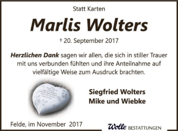 Traueranzeige von Marlis Wolters von SYK