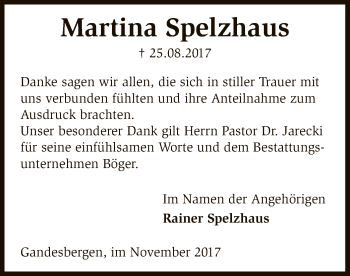 Traueranzeige von Martina Spelzhaus von SYK